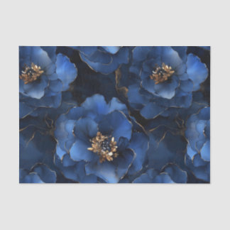 Papier Mousseline Papier Tissu Découpage Fleurs Bleues Minuit