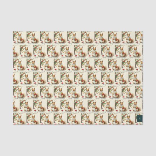 Papier Mousseline Papier Tissu d'écureuil de Noël (Recto)