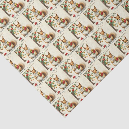 Papier Mousseline Papier Tissu d'écureuil de Noël (Détail)