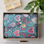 Papier Mousseline Papier Tissu - Design Coeur (Cadeau)