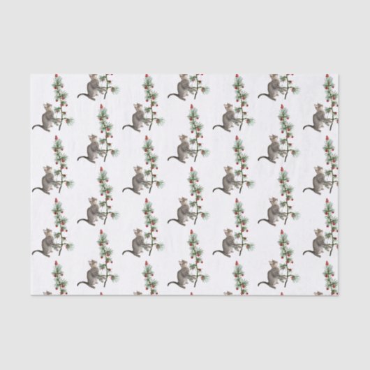 Papier Mousseline Papier Tissu d'Oiseau Rouge Chat Tree (Recto)