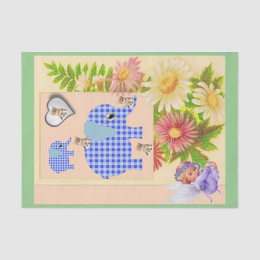 Papier Mousseline Papier Tissu Eléphant Angel (Recto)