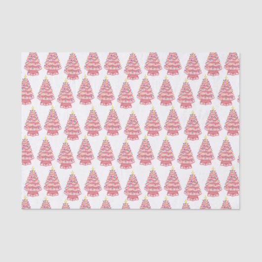 Papier Mousseline Papier Tissu en céramique rose Xmas Trees (Recto)