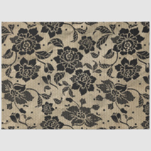 Papier Mousseline Papier Tissu en dentelle noire vintage