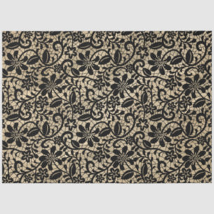 Papier Mousseline Papier Tissu en dentelle noire vintage