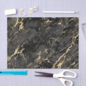 Papier Mousseline Papier Tissu en marbre noir et or (Artisanat)