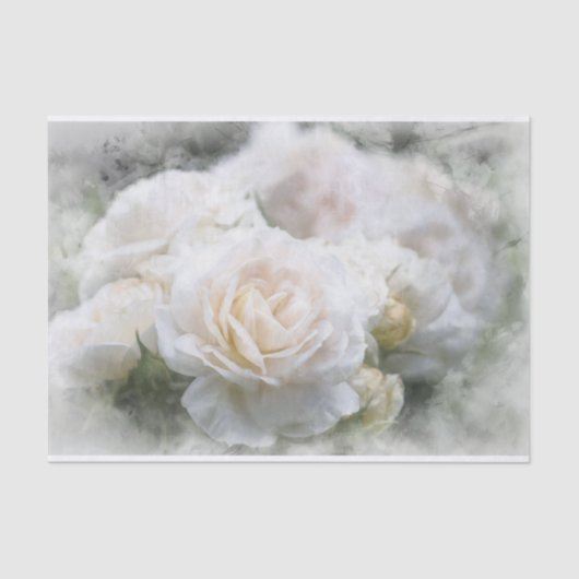 Papier Mousseline Papier Tissu Ethereal White Roses (Recto)