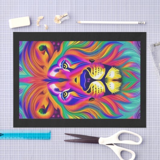 Papier Mousseline papier tissu face lion (Artisanat)