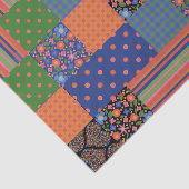 Papier Mousseline Papier Tissu Faux Patchwork Style Art Folk (Détail)