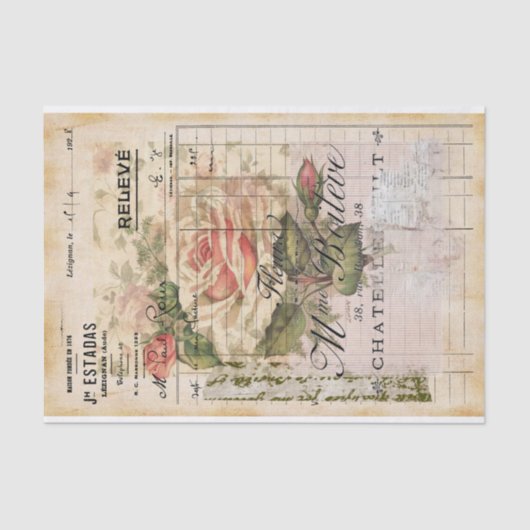 Papier Mousseline Papier Tissu Fleur Français (Recto)