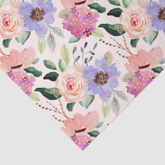 Papier Mousseline Papier Tissu Fleurs aquarelles (Détail)