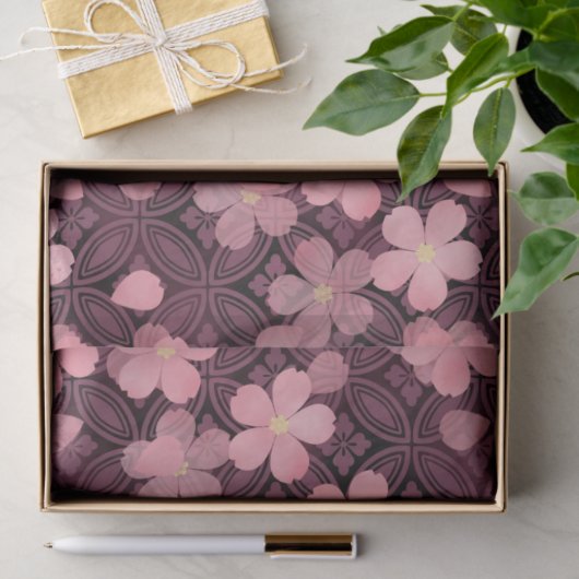 Papier Mousseline papier tissu fleurs cerisier (Cadeau)