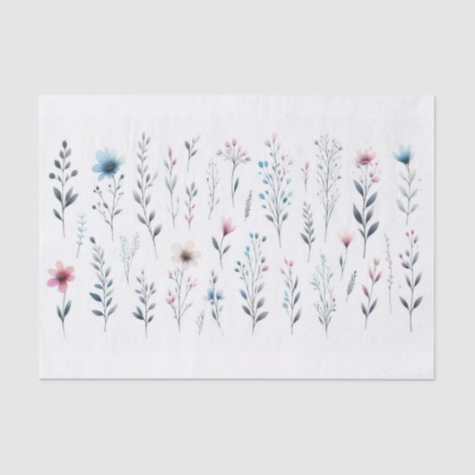 Papier Mousseline Papier Tissu Floral (Recto)