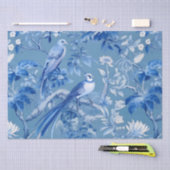 Papier Mousseline Papier Tissu Floral Chinoiserie Bleu (Artisanat)