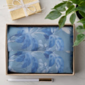 Papier Mousseline Papier Tissu Floral Chinoiserie Bleu (Cadeau)