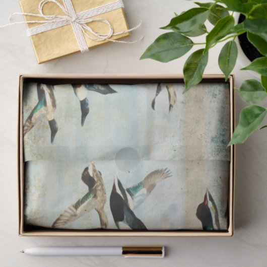 Papier Mousseline Papier Tissu Flying Ducks (Cadeau)