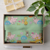 Papier Mousseline Papier Tissu Giraffé Moutons Eléphants Vert (Cadeau)