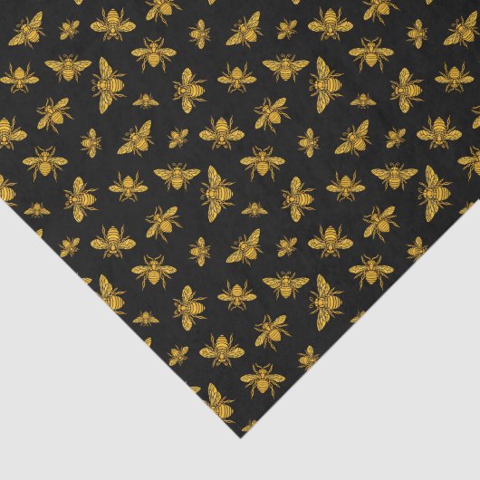 Papier Mousseline Papier Tissu Gold Bees (Détail)