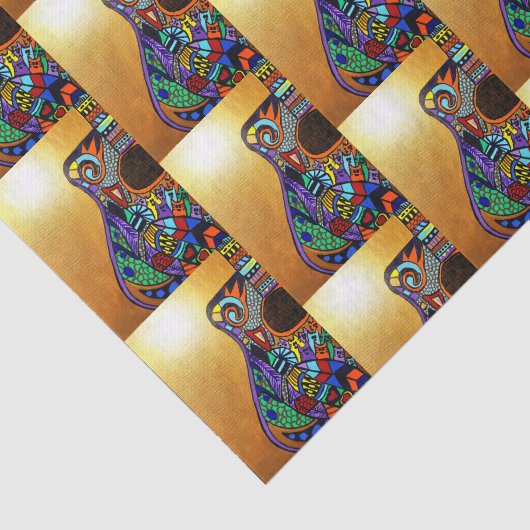 Papier Mousseline Papier Tissu Guitare (Détail)