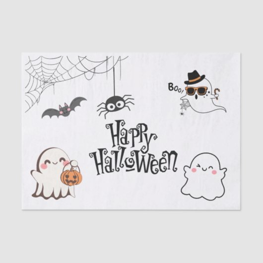 Papier Mousseline Papier Tissu Halloween mignon et Éffrayant (Recto)