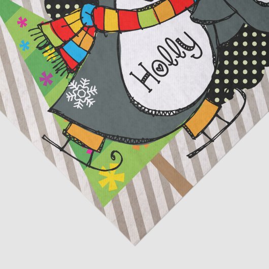 Papier Mousseline Papier Tissu Holly Jolly Penguins (Détail)