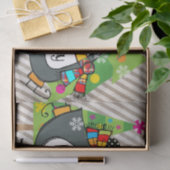 Papier Mousseline Papier Tissu Holly Jolly Penguins (Cadeau)