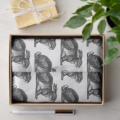 Papier Mousseline Papier Tissu Lapin en noir et blanc (Cadeau)