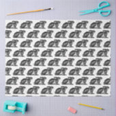 Papier Mousseline Papier Tissu Lapin en noir et blanc (Artisanat)