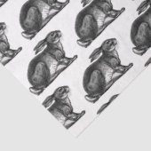 Papier Mousseline Papier Tissu Lapin en noir et blanc (Détail)