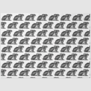 Papier Mousseline Papier Tissu Lapin en noir et blanc