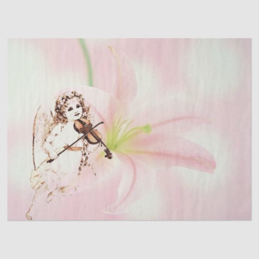 Papier Mousseline Papier Tissu Lily Flower et Angel Giant (Recto)