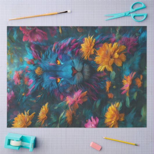 Papier Mousseline Papier Tissu Lion foncé (Artisanat)