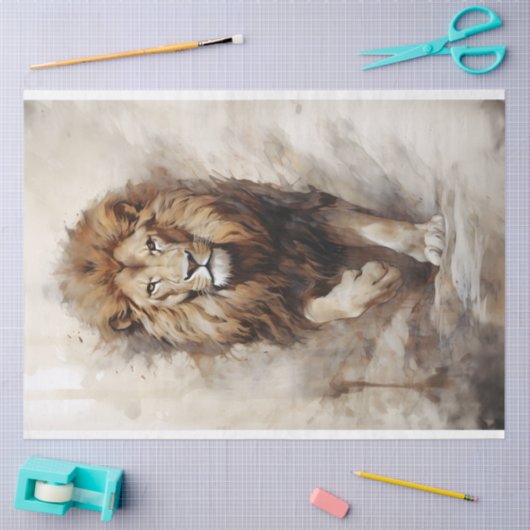 Papier Mousseline Papier Tissu Lion Walking (Artisanat)