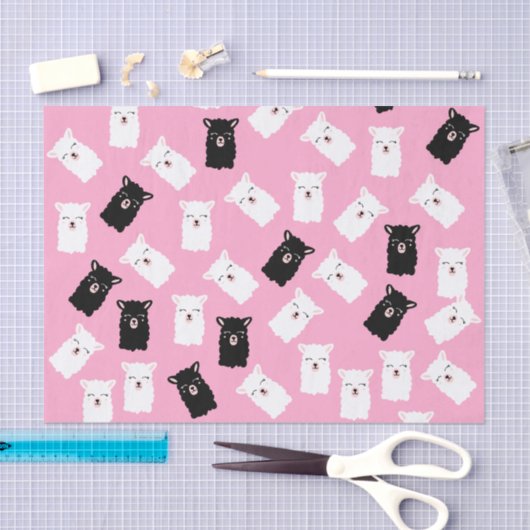 Papier Mousseline Papier Tissu Llama Rose Cute (Artisanat)