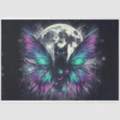 Papier Mousseline Papier Tissu Lune Chat Noir (Recto)