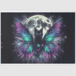Papier Mousseline Papier Tissu Lune Chat Noir