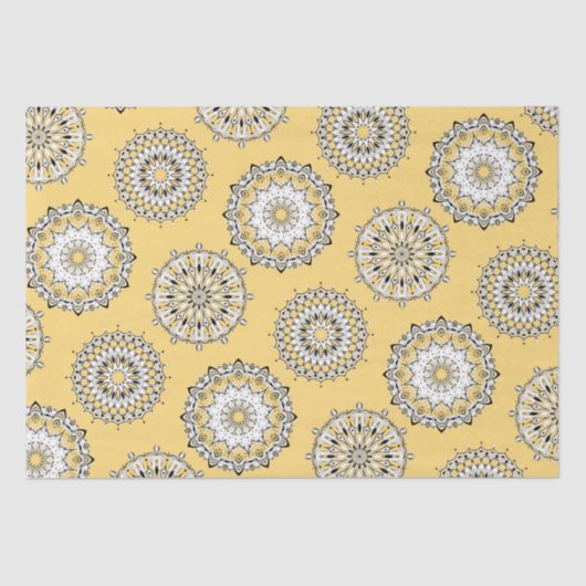 Papier Mousseline Papier Tissu Mandalas Jaune (Recto)