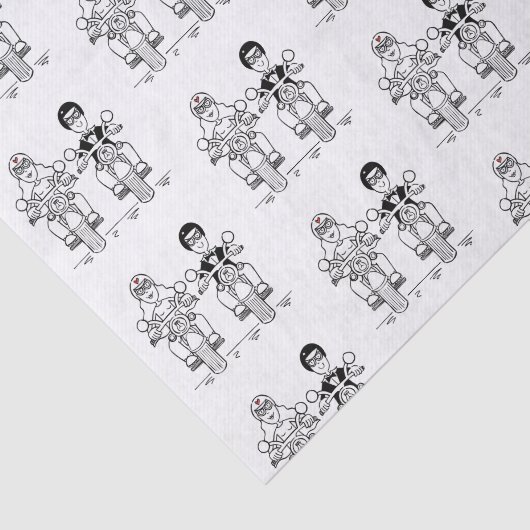 Papier Mousseline Papier Tissu Mariage Moto Biker (Détail)