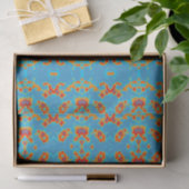 Papier Mousseline Papier Tissu Moderne Turquoise Or (Cadeau)