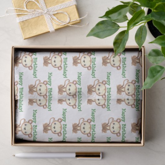 Papier Mousseline Papier Tissu Monkey Jungle (Cadeau)