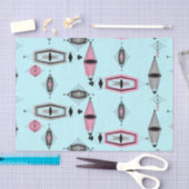 Papier Mousseline Papier Tissu Motif rose et gris atomique (Artisanat)