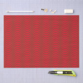 Papier Mousseline Papier Tissu Motif Vague Rouge Et Vert (Artisanat)