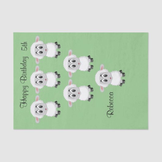 Papier Mousseline Papier Tissu Mouton Joyeux Anniversaire 5e (Recto)