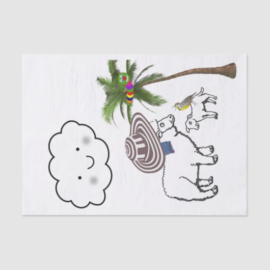 Papier Mousseline Papier Tissu Mouton Palm Arbre Cloud (Recto)