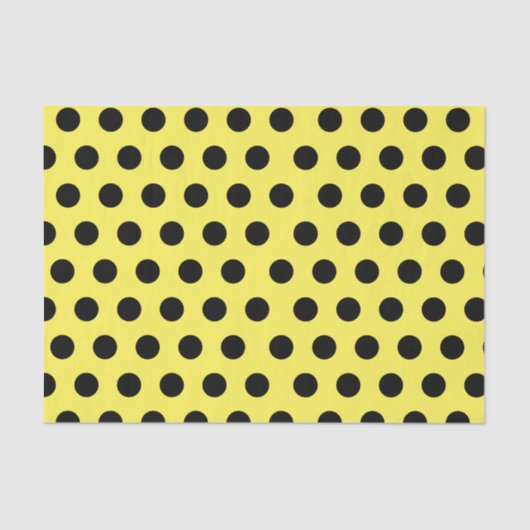 Papier Mousseline Papier Tissu Noir & Jaune Moyen Polka Dot Chic (Recto)
