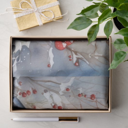 Papier Mousseline Papier Tissu Oiseau d'hiver (Cadeau)