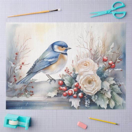 Papier Mousseline Papier Tissu Oiseau d'hiver (Artisanat)