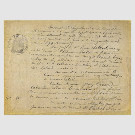 Papier Mousseline Papier Tissu Or Découpage Vieux Script Français (Recto)