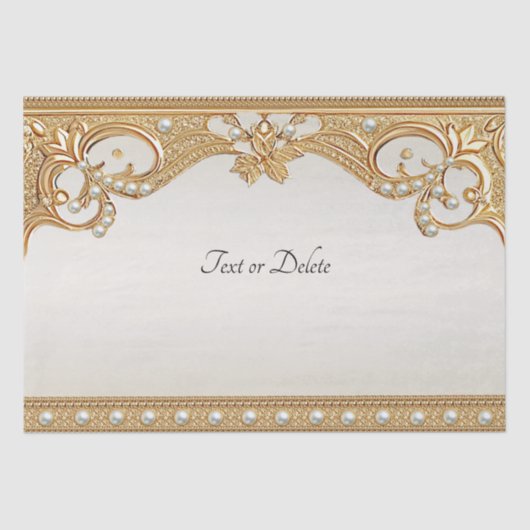 Papier Mousseline Papier Tissu Orné Or (Recto)