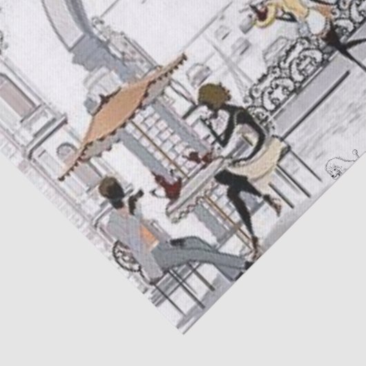 Papier Mousseline Papier Tissu Paris France Café (Détail)